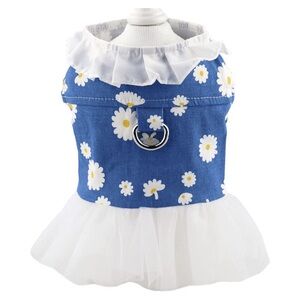 Dog Dress with Harness D-Ring Puppy Pet Clothes